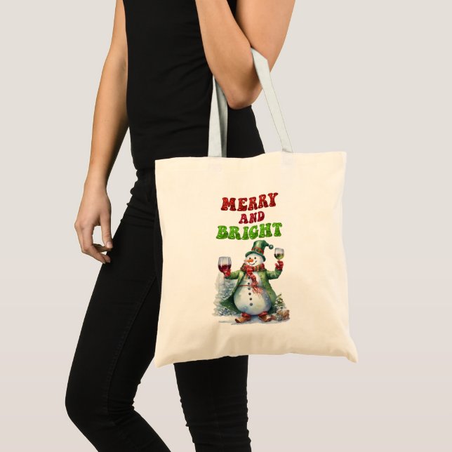 Bolsa Tote Feliz e Bright Snowman (Frente (produto))