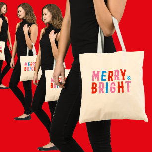 Bolsa Tote Feliz e Brilho, Feliz Natal, presente de Natal