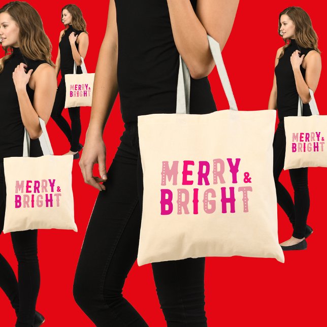 Bolsa Tote Feliz e Brilho, Feliz Natal, presente de Natal (Criador carregado)