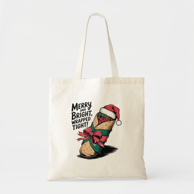 Bolsa Tote Feliz e Brilho: Um Burrito de Natal Festivo (Frente)
