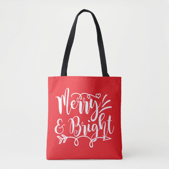 Bolsa Tote Feliz e Brilho Vermelho e Branco Festivo (Frente)