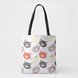 Bolsa Tote Feliz e Divertido, Gato de Gato Bonito Cabeça de C