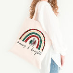 Bolsa Tote Feliz e Saco de Natal Brilhante<br><div class="desc">Feliz de Natal bolsa e Bright apresentam um arco-íris fofo com árvores bonitinhas.</div>