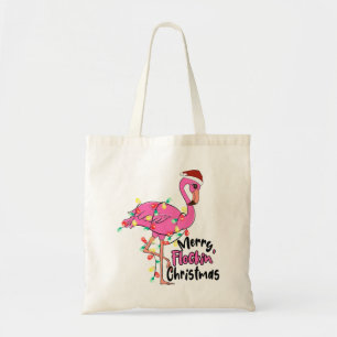 Bolsa Tote Feliz Engraçada Flamingo de Natal
