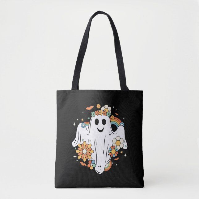 Bolsa Tote Feliz Fantasma Retro Hippie Vibe (Frente)