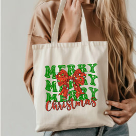 Bolsa Tote Feliz Feliz Feliz Coquete de Natal