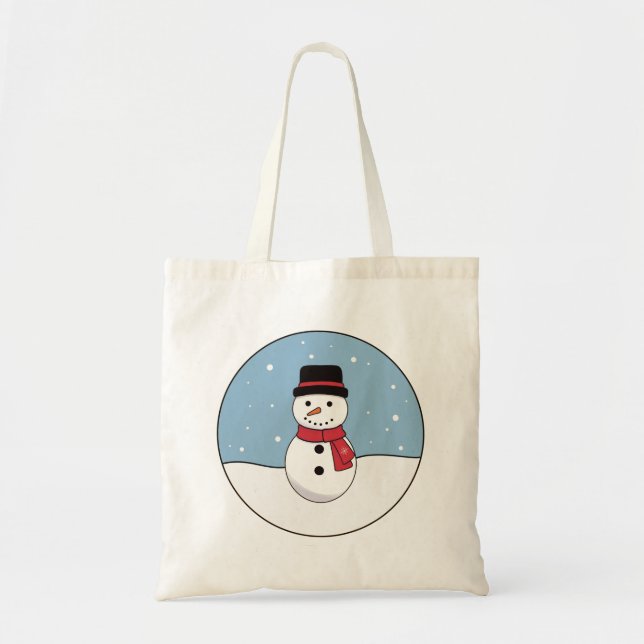 Bolsa Tote Feliz Feriado de Natal de Snowman (Frente)