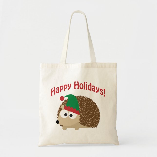 Bolsa Tote Feliz Feriados! Hedgehog Elf (Frente)
