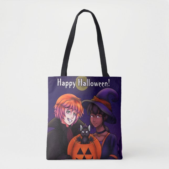 Bolsa Tote Feliz Figurino de Halloween (Frente)