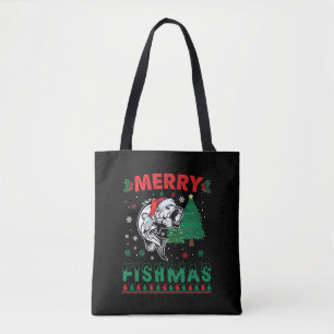 Bolsa Tote Feliz Fishmas Peixe Pai Pescador Natal