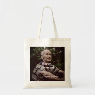Bolsa Tote Feliz foto de aposentadoria nome ano anos de servi