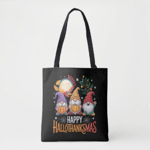 Bolsa Tote Feliz Hallothanksmas Amante de Gnomos Halloween Na
