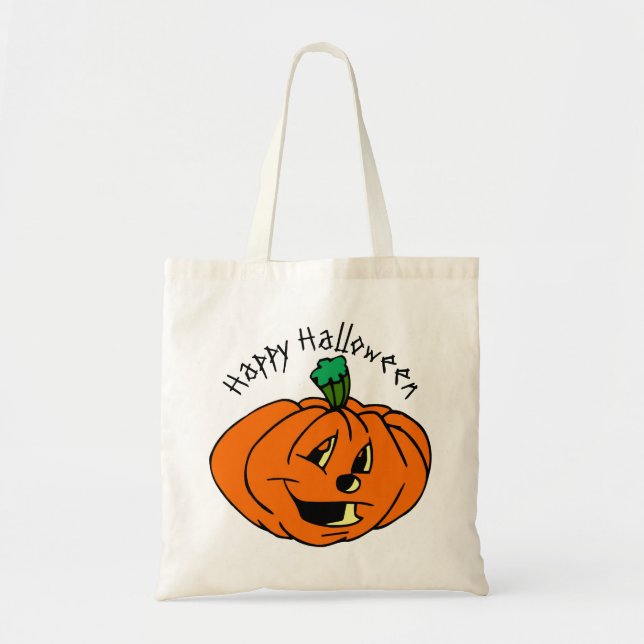 Bolsa Tote Feliz Halloween, Amigo, Pumpkin Jack-o-Lanterna (Frente)