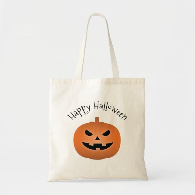 Bolsa Tote Feliz Halloween Assombrado Jack O Lantern Pumpkin (Frente)