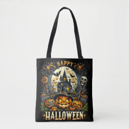 Bolsa Tote Feliz Halloween Casa Assombrada Assustadora & Abób