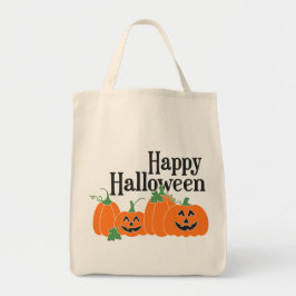 Bolsa Tote Feliz Halloween com abóboras e Jack O Lanternas
