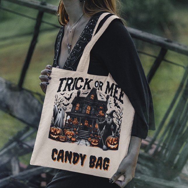 Bolsa Tote Feliz Halloween com fantasmas e abóboras! (Criador carregado)