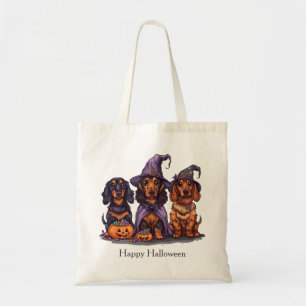 Bolsa Tote Feliz Halloween Dachshund Witch Dogs