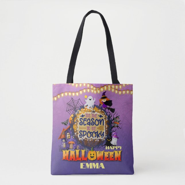 Bolsa Tote Feliz Halloween É Felebração da Época Spooky (Frente)