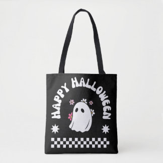 Bolsa Tote Feliz Halloween Fantasma Fofo | Fantasma Floral Ka