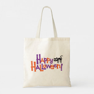 Bolsa Tote Feliz Halloween Gato Preto Divertido