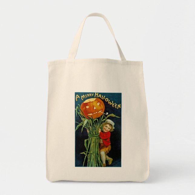 Bolsa Tote Feliz Halloween Jack o'Lanterna (Frente)