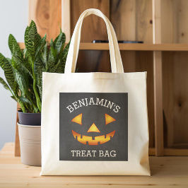 Bolsa Tote Feliz Halloween Nome Personalizado Jack-o-lantern 