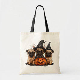 Bolsa Tote Feliz Halloween Pugs Jack O Lanternas