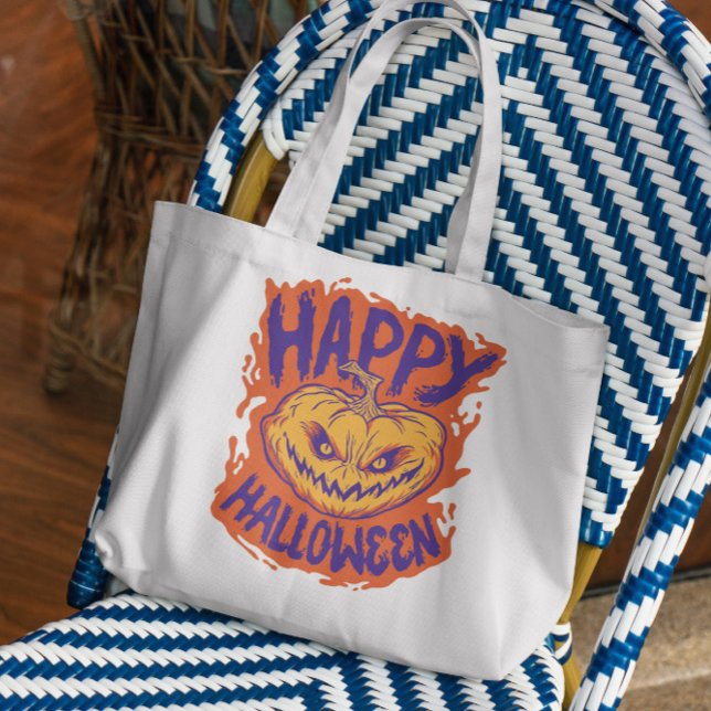 Bolsa Tote Feliz Halloween Pumpkin (Criador carregado)