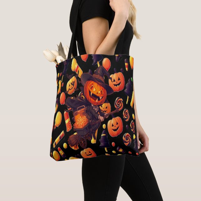 Bolsa Tote Feliz Halloween Pumpkin Trabalho de arte (Close Up)