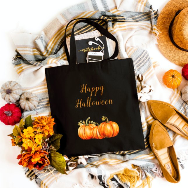 Bolsa Tote Feliz Halloween Pumpkins (Criador carregado)