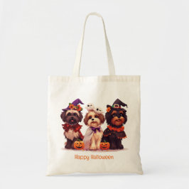 Bolsa Tote Feliz Halloween Shih Tzu Dogs