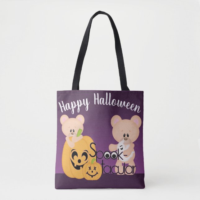 Bolsa Tote Feliz Halloween Teddy Bear Spook-tacular (Frente)