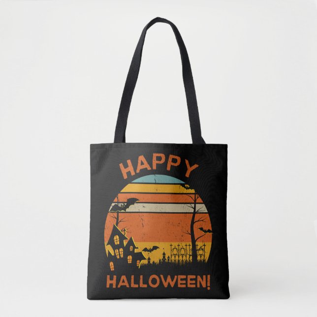 Bolsa Tote Feliz Hallowen Retro Vintage (Frente)