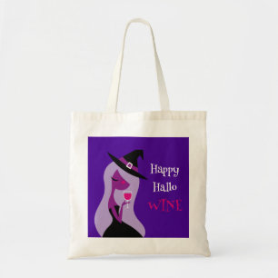 Bolsa Tote Feliz Hallowine Cute Witte Vinho Rosa Púrpura