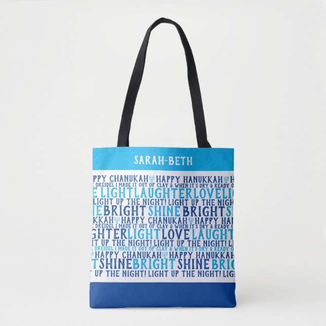 Bolsa Tote FELIZ HANUKKAH Feriados Personalizados (Frente)