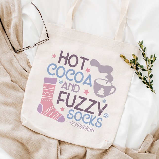 Bolsa Tote Feliz Inverno Quente De Cacau E Meias Felpudos (Criador carregado)