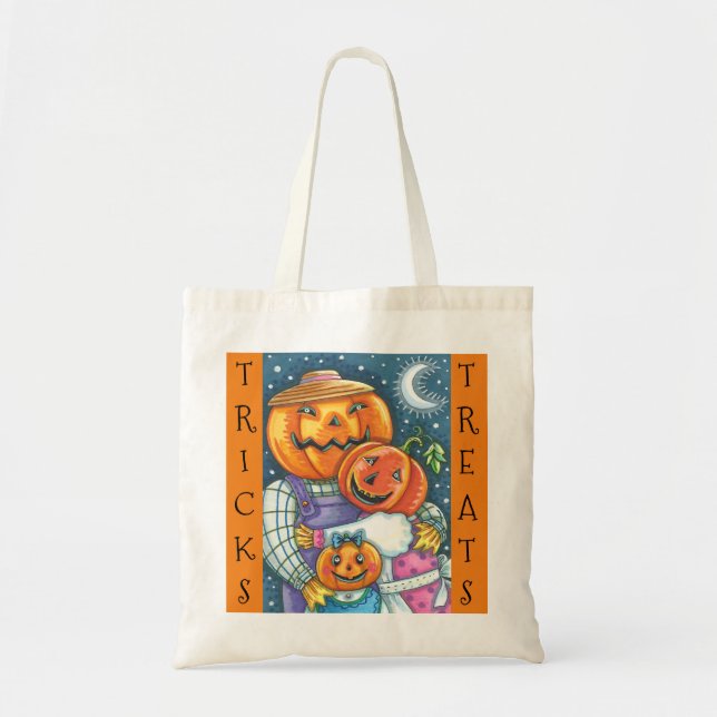 BOLSA TOTE FELIZ JACK O LANTERN FAMÍLIA, TRUQUE OU TRATAMENTO (Frente)