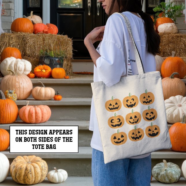 Bolsa Tote Feliz Jack-O'-Lanternas (This item is for display purposes only to illustrate the design element. )