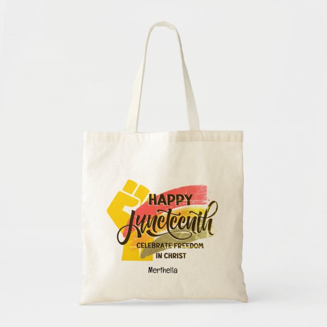 Bolsa Tote FELIZ JUNETEENTH Christian (Frente)
