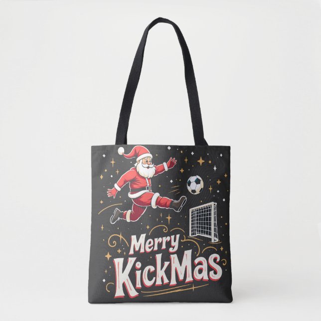 Bolsa Tote Feliz Kickmas Engraçado Papai Noel Amantes do Fute (Frente)