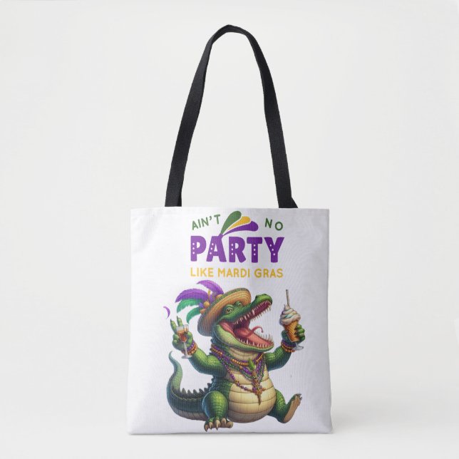 Bolsa Tote Feliz Mardi Gras Alligator (Frente)