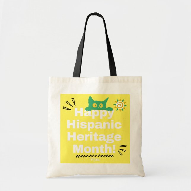 Bolsa Tote Feliz Mês do Patrimônio Hispânico! - Lindo Gatito (Frente)
