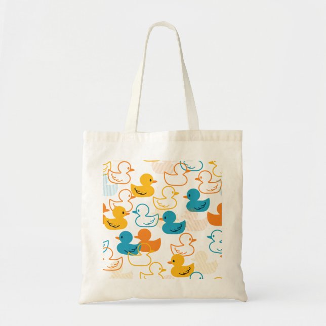 Bolsa Tote Feliz Nadar um Paddling de Patos Padrão II (Frente)