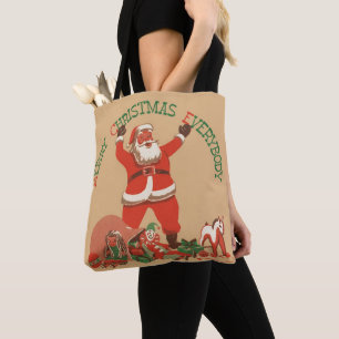 Bolsa Tote Feliz Natal a Todos! Papai Noel Vintage