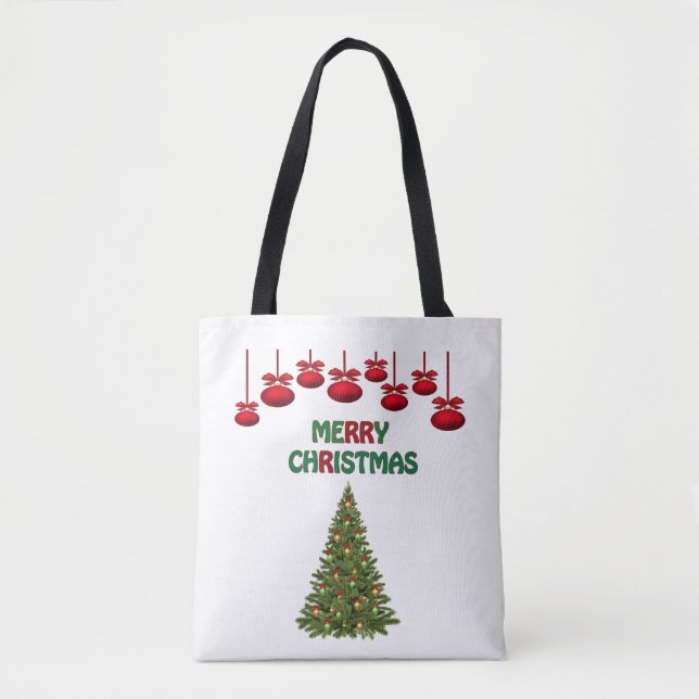 Bolsa Tote Feliz Natal Apresenta Férias Festivas (Frente)