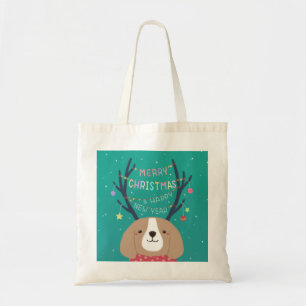 Bolsa Tote Feliz Natal: Arte da Ilustração do Beagle