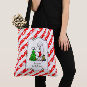 Bolsa Tote Feliz Natal Árvore 2 Poodle (branco)