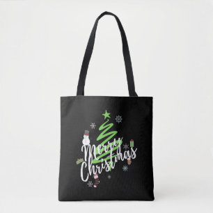 Bolsa Tote Feliz Natal, Árvore de Natal, Neve de Natal
