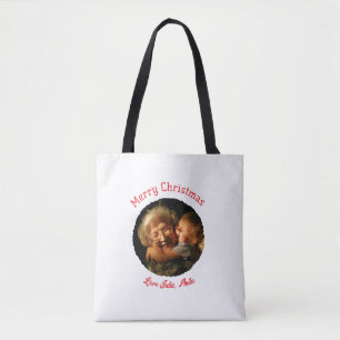 Bolsa Tote Feliz Natal avó filha foto círculo